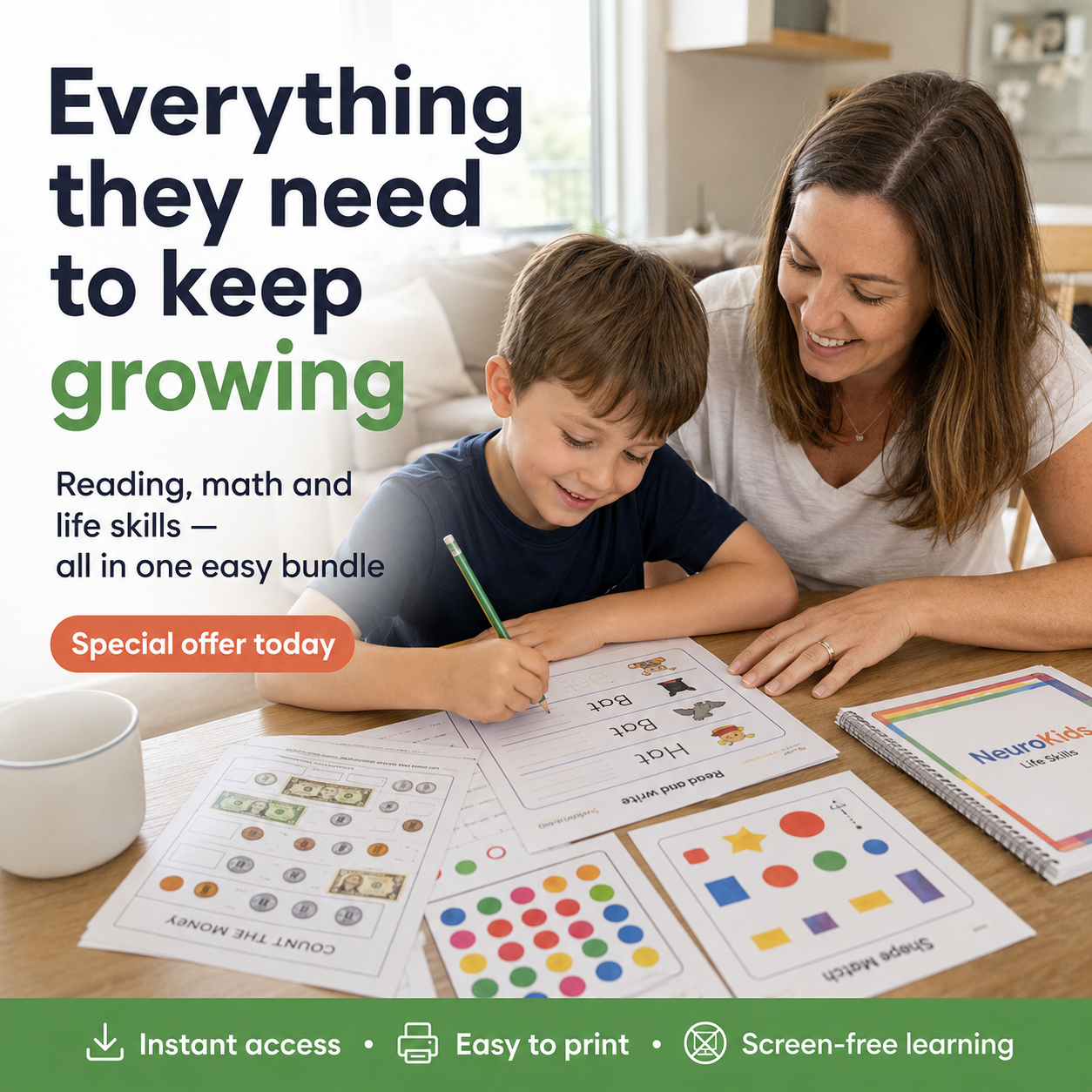 NeuroKids™ Mega Learning Bundle: Math, Reading & Life Skills