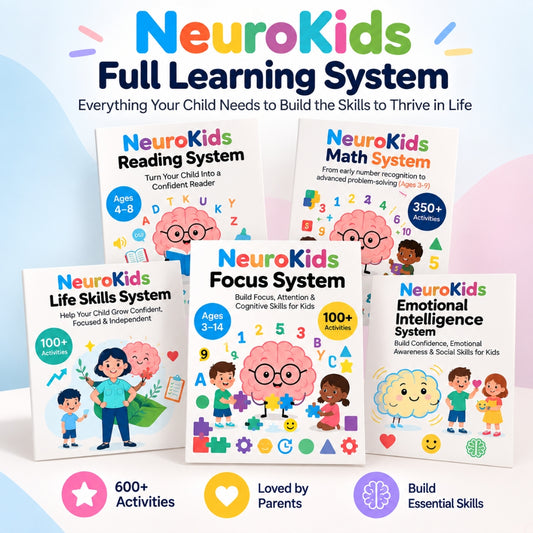 NeuroKids Full Learning System +600 Activities for Focus, Math, Reading, Emotional & Life Skills